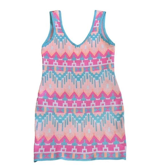 2B by bebe Multicolored Knit Sleeveless Bodycon Dress LARGE - Picture 3 of 14